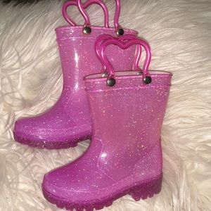 Light Up Glitter Pink Rain Boots